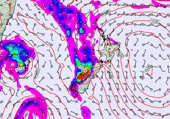 New Zealand forecast chart for Saturday, May 9th, 2026 at 6:00 AM
