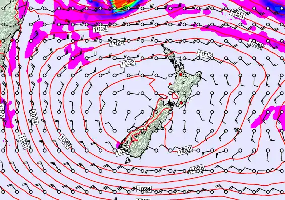 New Zealand forecast chart for Sunday, May 3rd, 2026 at 12:00 AM