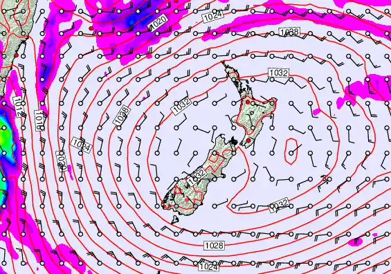 New Zealand forecast chart for Sunday, May 3rd, 2026 at 6:00 PM