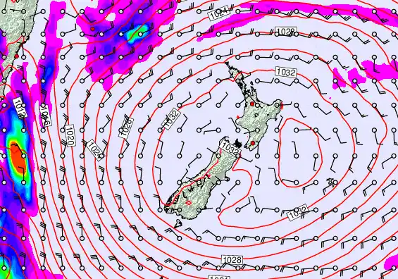 New Zealand forecast chart for Monday, May 4th, 2026 at 12:00 AM