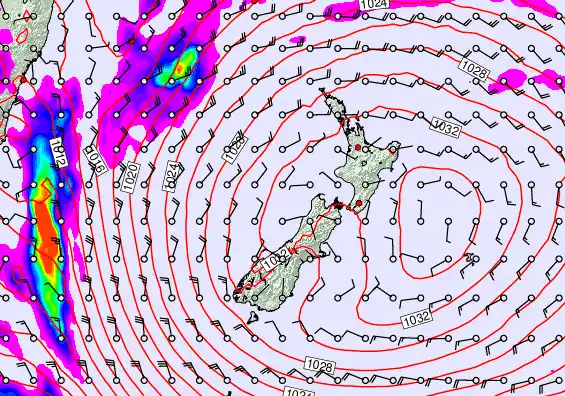 New Zealand forecast chart for Monday, May 4th, 2026 at 6:00 AM