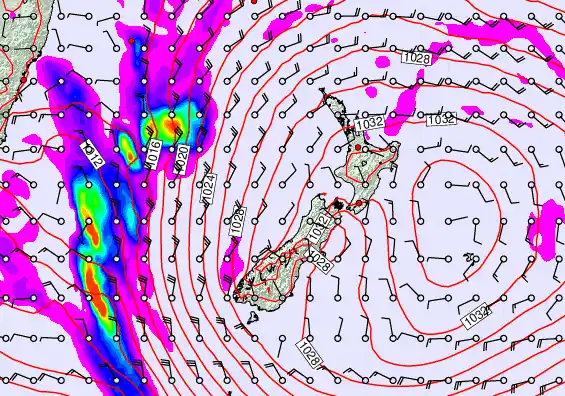 New Zealand forecast chart for Monday, May 4th, 2026 at 6:00 PM