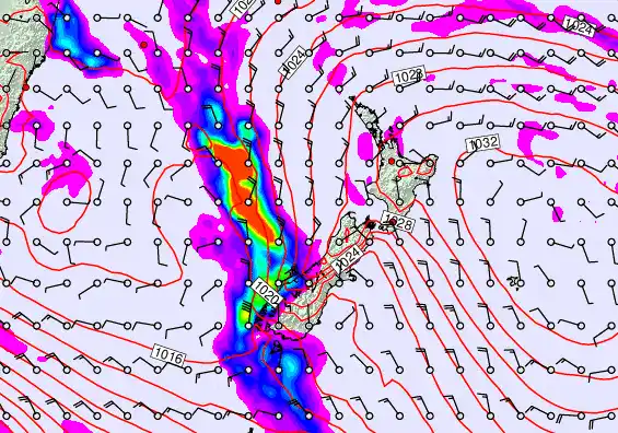 New Zealand forecast chart for Tuesday, May 5th, 2026 at 6:00 PM