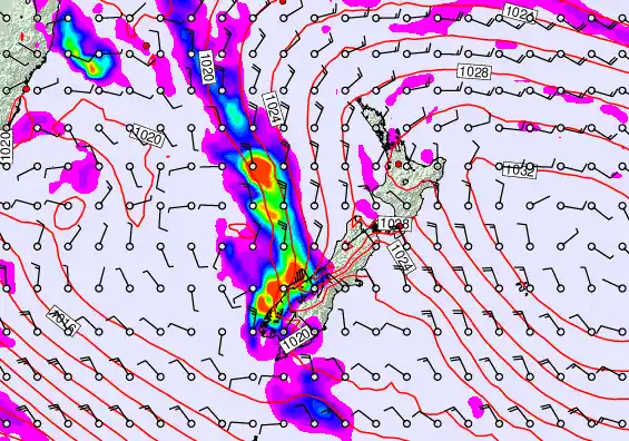 New Zealand forecast chart for Wednesday, May 6th, 2026 at 12:00 AM
