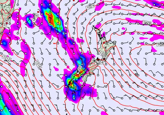 New Zealand forecast chart for Wednesday, May 6th, 2026 at 12:00 PM