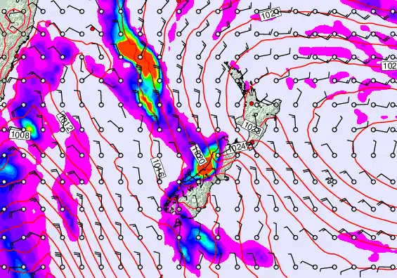 New Zealand forecast chart for Wednesday, May 6th, 2026 at 6:00 PM