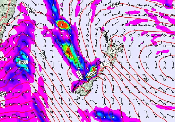 New Zealand forecast chart for Thursday, May 7th, 2026 at 12:00 AM
