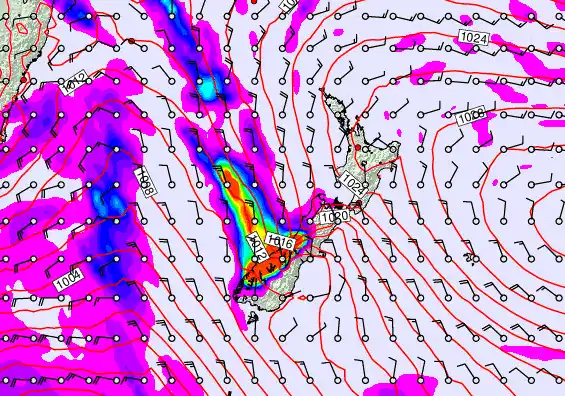 New Zealand forecast chart for Thursday, May 7th, 2026 at 6:00 AM