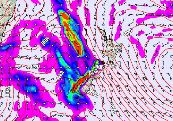 New Zealand forecast chart for Friday, May 8th, 2026 at 12:00 AM