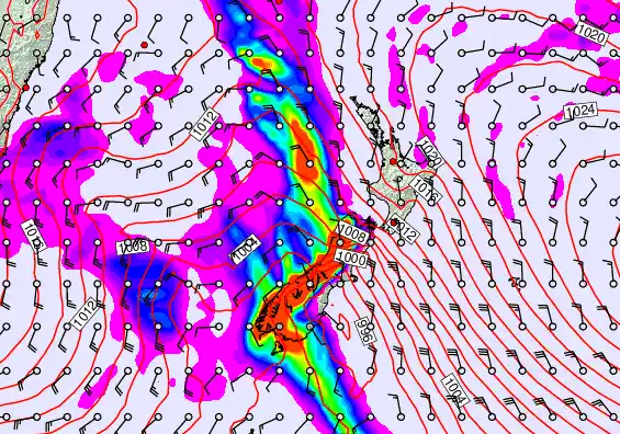 New Zealand forecast chart for Friday, May 8th, 2026 at 6:00 AM