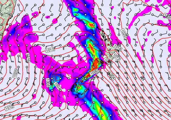 New Zealand forecast chart for Friday, May 8th, 2026 at 12:00 PM