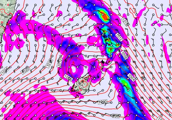 New Zealand forecast chart for Saturday, May 9th, 2026 at 12:00 AM