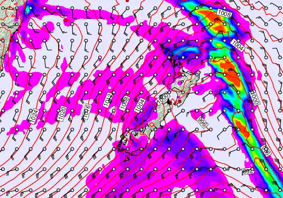 New Zealand forecast chart for Saturday, May 9th, 2026 at 6:00 PM