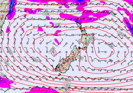 New Zealand forecast chart for Friday, May 1st, 2026 at 12:00 PM