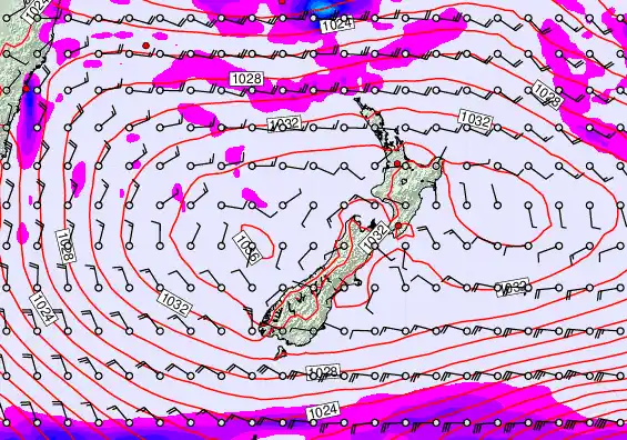 New Zealand forecast chart for Saturday, May 2nd, 2026 at 12:00 AM