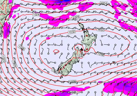 New Zealand forecast chart for Saturday, May 2nd, 2026 at 6:00 AM