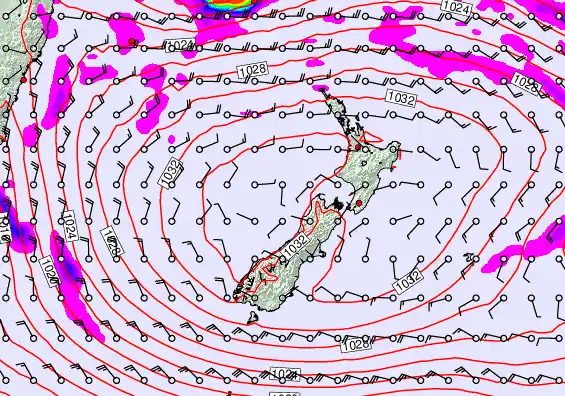New Zealand forecast chart for Sunday, May 3rd, 2026 at 12:00 AM