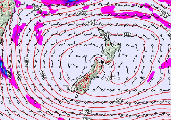 New Zealand forecast chart for Sunday, May 3rd, 2026 at 6:00 AM