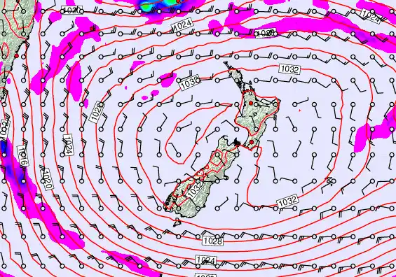 New Zealand forecast chart for Sunday, May 3rd, 2026 at 12:00 PM