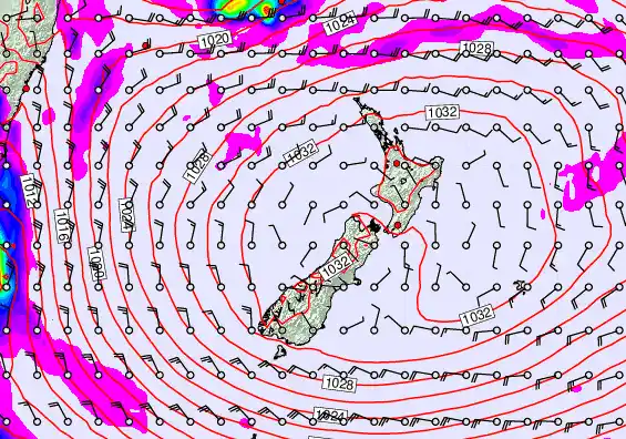 New Zealand forecast chart for Sunday, May 3rd, 2026 at 6:00 PM
