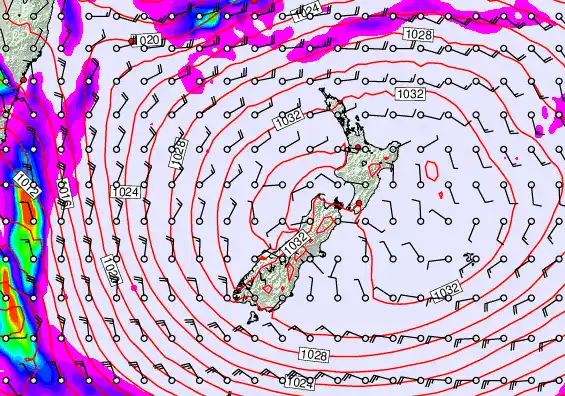 New Zealand forecast chart for Monday, May 4th, 2026 at 12:00 AM