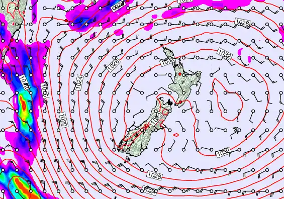 New Zealand forecast chart for Monday, May 4th, 2026 at 6:00 AM