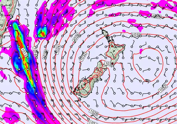 New Zealand forecast chart for Monday, May 4th, 2026 at 6:00 PM