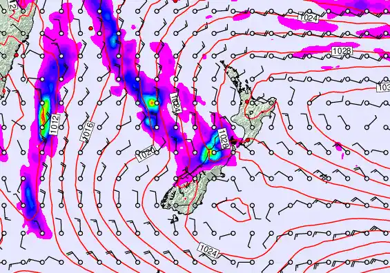 New Zealand forecast chart for Thursday, May 7th, 2026 at 6:00 AM