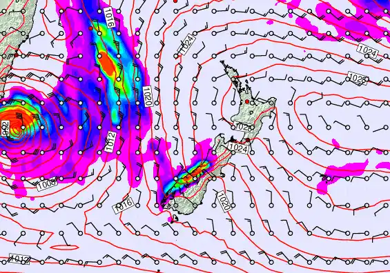 New Zealand forecast chart for Friday, May 8th, 2026 at 6:00 AM