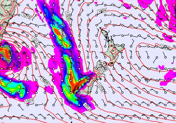 New Zealand forecast chart for Friday, May 8th, 2026 at 6:00 PM