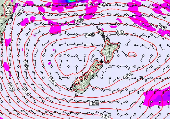 New Zealand forecast chart for Saturday, May 2nd, 2026 at 12:00 PM