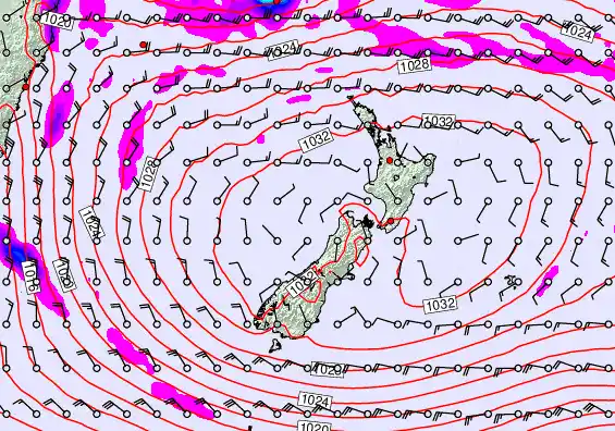 New Zealand forecast chart for Sunday, May 3rd, 2026 at 6:00 AM