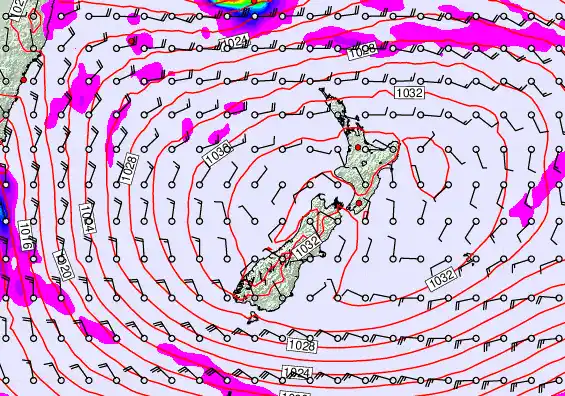 New Zealand forecast chart for Sunday, May 3rd, 2026 at 12:00 PM