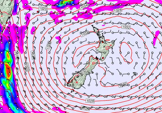 New Zealand forecast chart for Monday, May 4th, 2026 at 12:00 AM