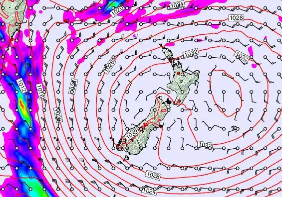 New Zealand forecast chart for Monday, May 4th, 2026 at 6:00 AM