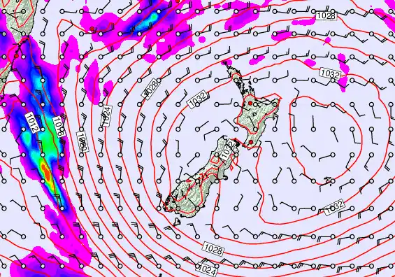 New Zealand forecast chart for Monday, May 4th, 2026 at 12:00 PM