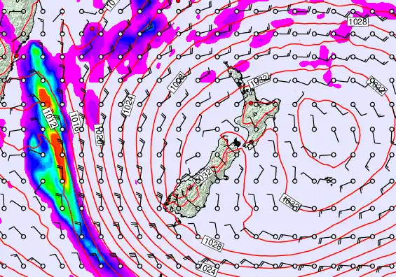 New Zealand forecast chart for Monday, May 4th, 2026 at 6:00 PM