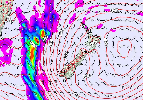 New Zealand forecast chart for Tuesday, May 5th, 2026 at 6:00 AM