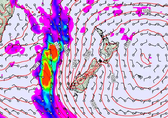 New Zealand forecast chart for Tuesday, May 5th, 2026 at 12:00 PM