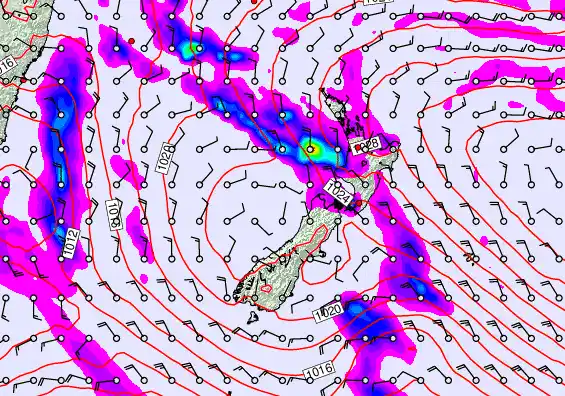 New Zealand forecast chart for Thursday, May 7th, 2026 at 12:00 AM