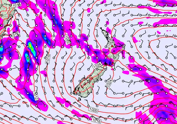 New Zealand forecast chart for Thursday, May 7th, 2026 at 12:00 PM