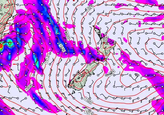 New Zealand forecast chart for Thursday, May 7th, 2026 at 6:00 PM
