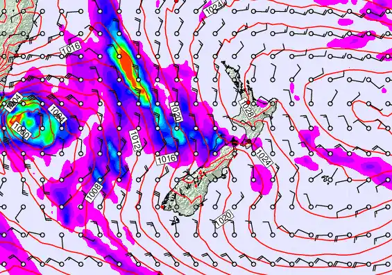 New Zealand forecast chart for Friday, May 8th, 2026 at 12:00 AM