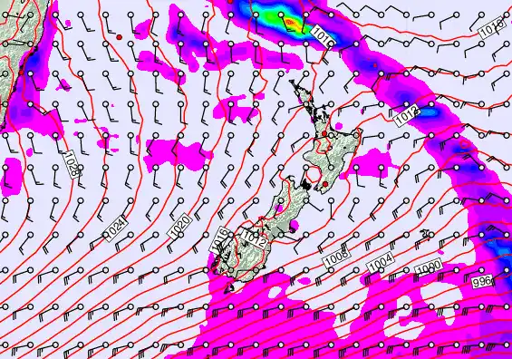 New Zealand forecast chart for Sunday, May 10th, 2026 at 12:00 PM