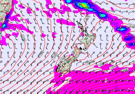 New Zealand forecast chart for Sunday, May 10th, 2026 at 6:00 PM