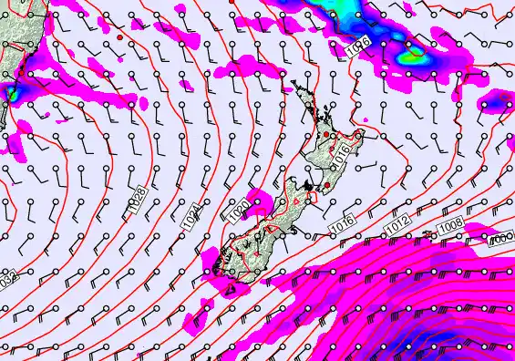New Zealand forecast chart for Monday, May 11th, 2026 at 12:00 AM