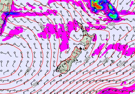 New Zealand forecast chart for Monday, May 11th, 2026 at 6:00 PM