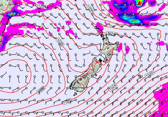 New Zealand forecast chart for Tuesday, May 12th, 2026 at 6:00 AM