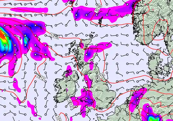 United Kingdom forecast chart for Thursday, May 7th, 2026 at 12:00 AM