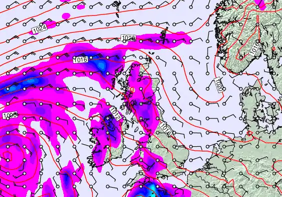 United Kingdom forecast chart for Friday, May 8th, 2026 at 6:00 PM